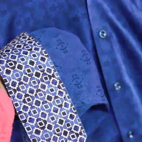 Robert Graham Button-Down Shirt Mens XL Abstract Geometric Pattern Flip Cuffs - Picture 6 of 16